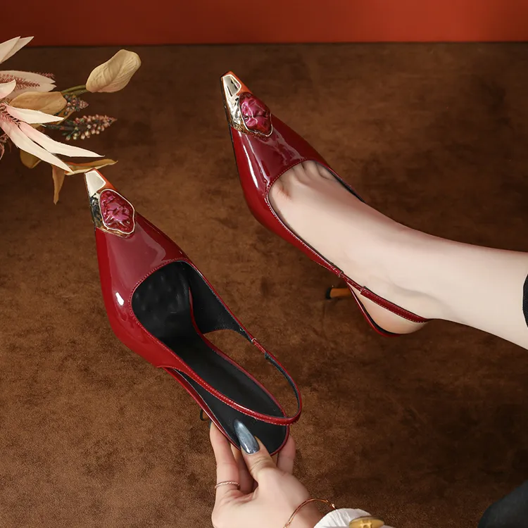 MCKP Slim Heel High Heels Women's Burgundy-4
