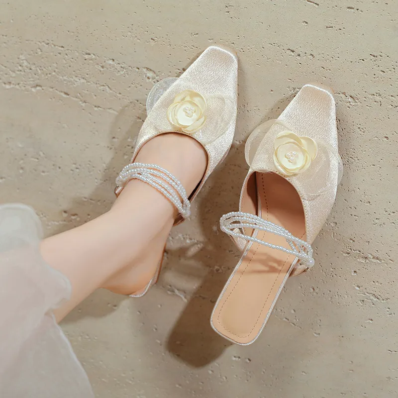MCKP Rubber Sole Wrap toe Slippers Women's Apricot-3