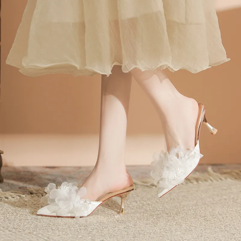 MCKP Abrasion Resistant Closed Toe Slippers Women's White-4