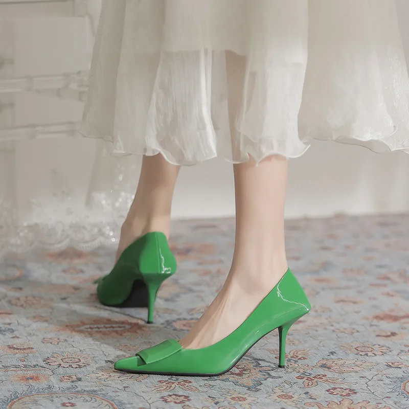 MCKP High Heels Women's Sapphire Green/Light Yellow/Cream White-3