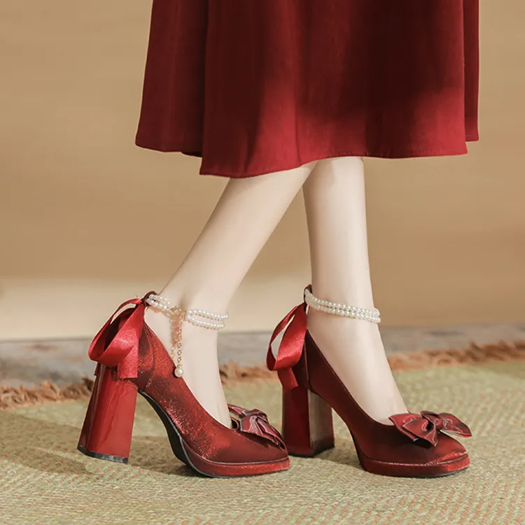 MCKP Chunky Heel High Heels 7cm Women's-1