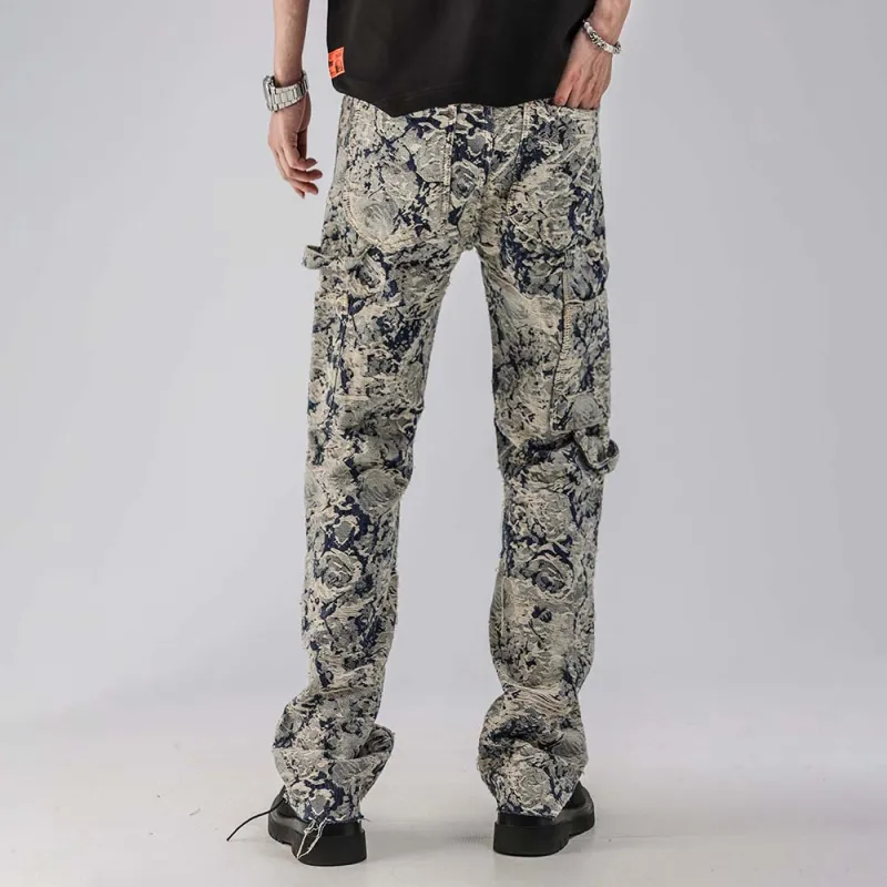 PAINT STAIN Jeans Unisex Jacquard Blue-16