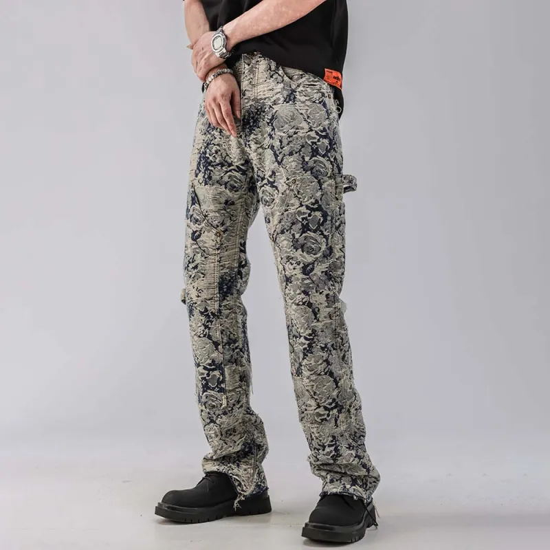 PAINT STAIN Jeans Unisex Jacquard Blue-14