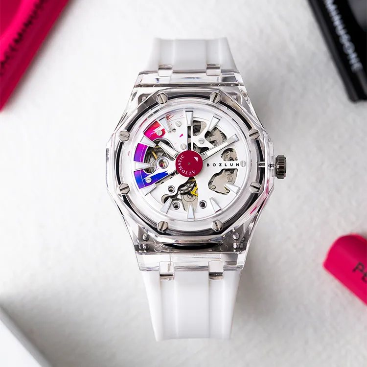 BOZLUN Long Voyage Collection Automatic Mechanical Movement Unisex White Dial-2