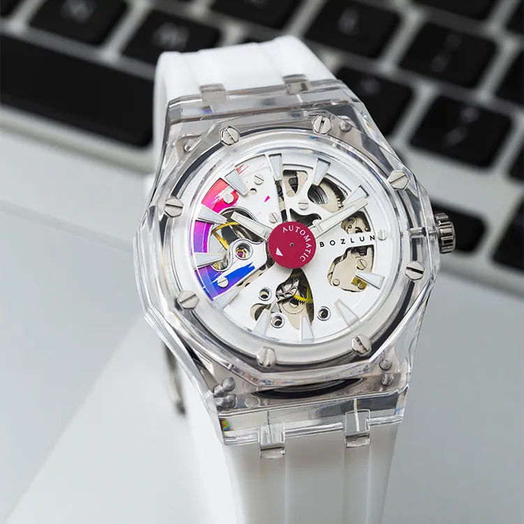 BOZLUN Long Voyage Collection Automatic Mechanical Movement Unisex White Dial-3