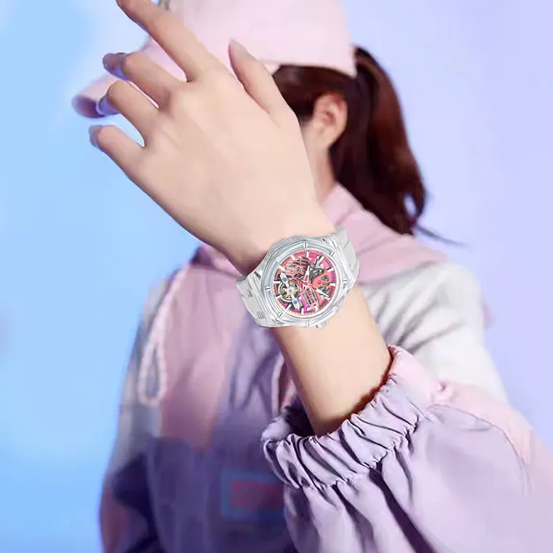 BOZLUN Phantom Collection Acrylic Transparent Caseback Automatic Mechanical Movement Unisex Cut Out Dial-19
