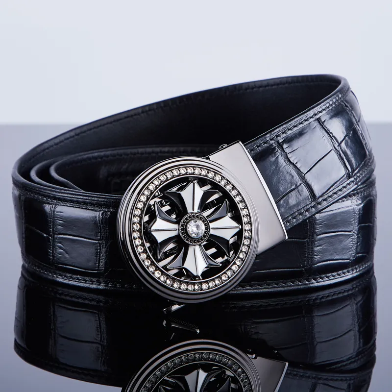 Jeccieziio Top Grain Cow Leather Belt Men's 3.5CM Greeting Card Writing Service, Photo Printing Included-6