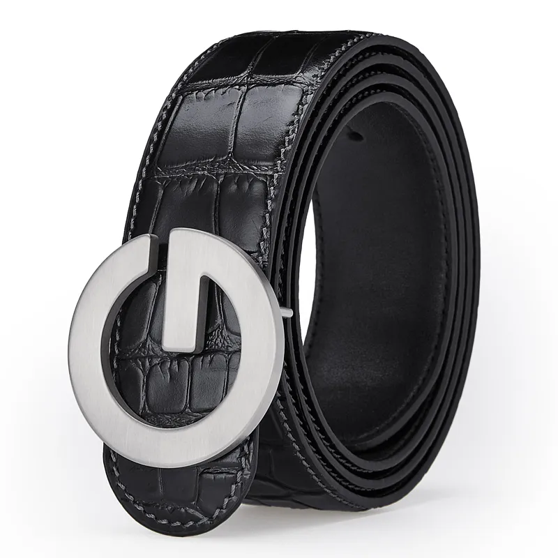 Jeccieziio Cow Leather Belts Men's Gold, Silver Width 3.5cm-8