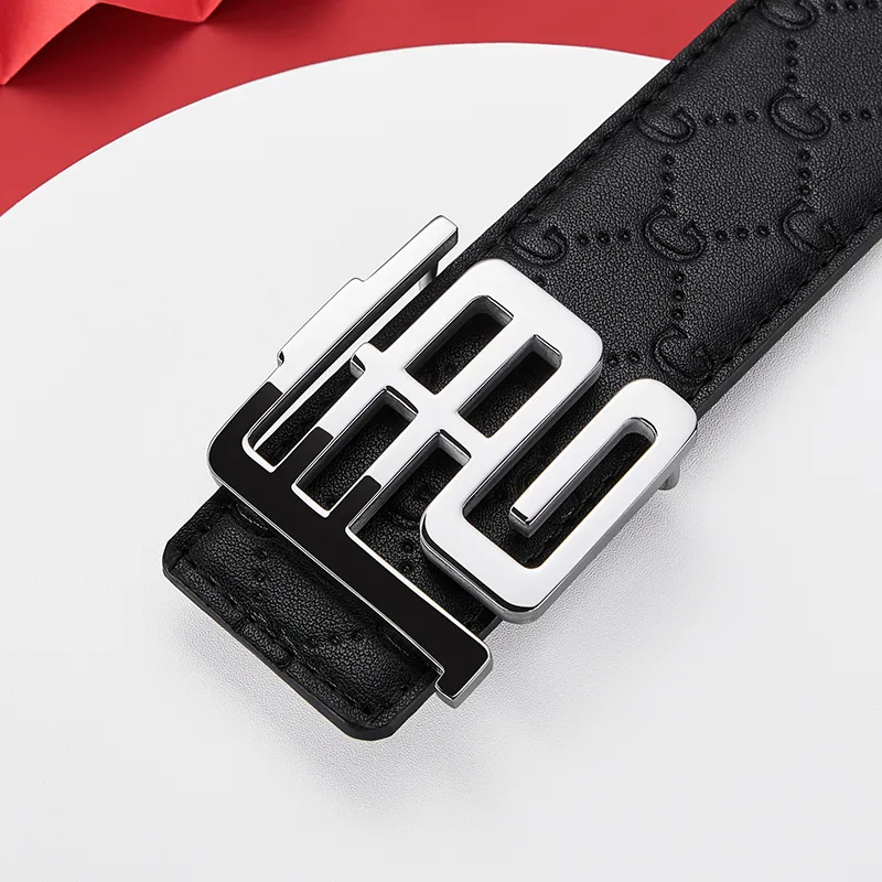 Jeccieziio Cow Leather Leather Belts Men's _Nsec Gold Silver Width: 3.8cm-9