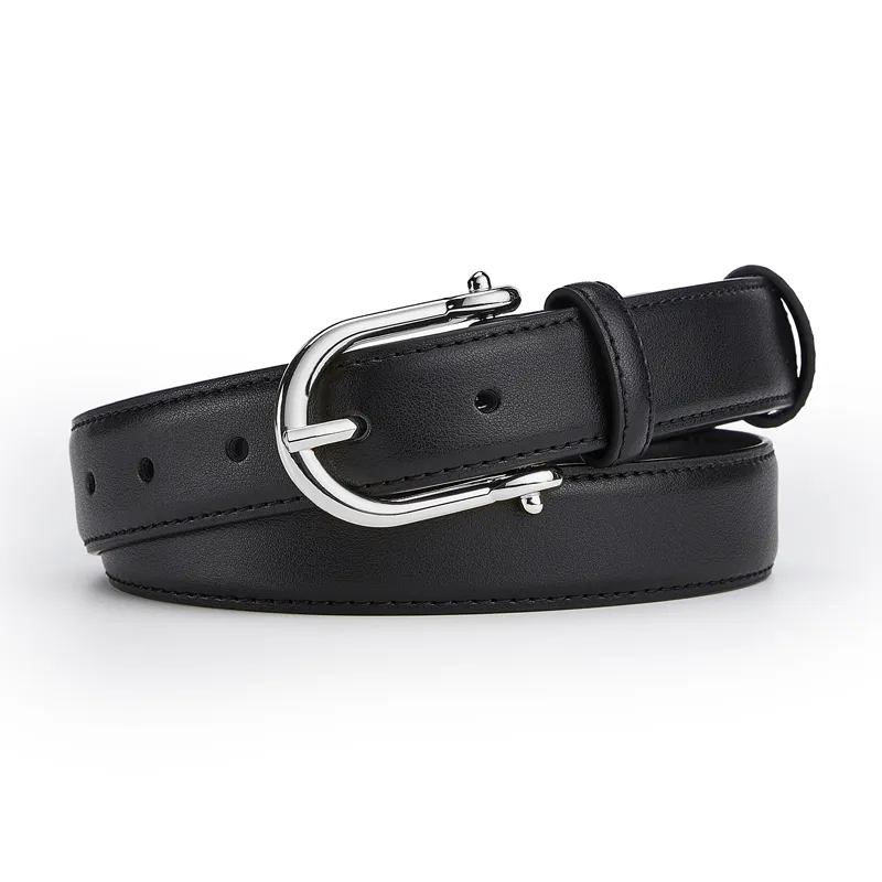 Jeccieziio Cow Leather Belts Women's Silver 2cm-6