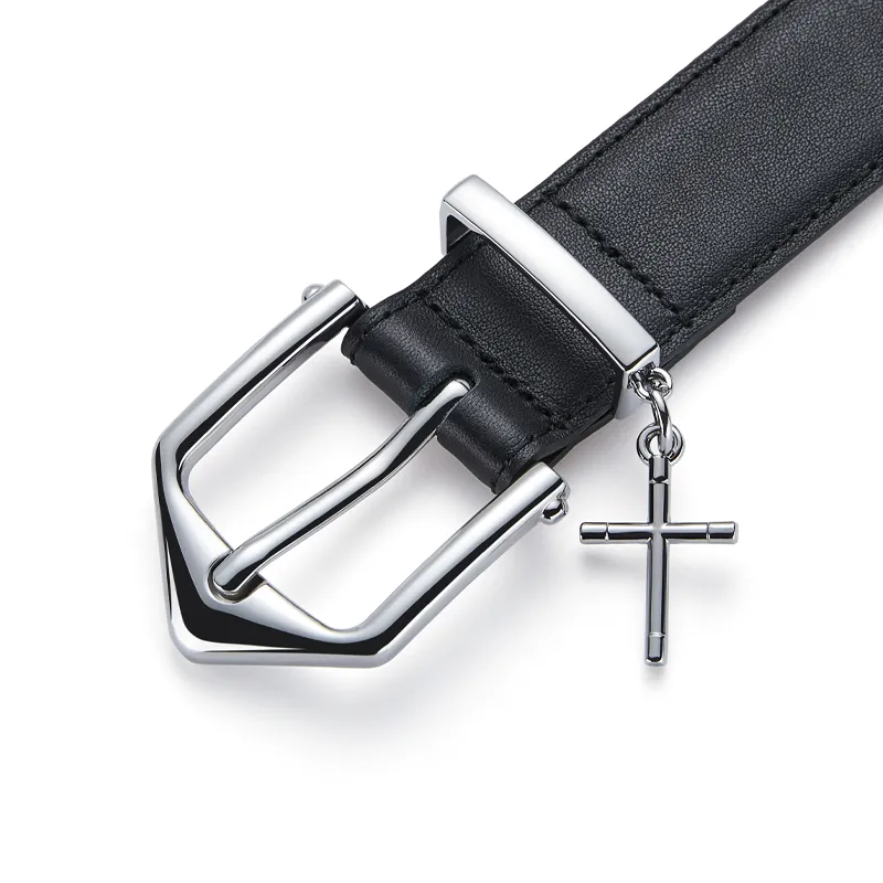 Jeccieziio Cow Leather Belts Women's Silver Width 3cm-3