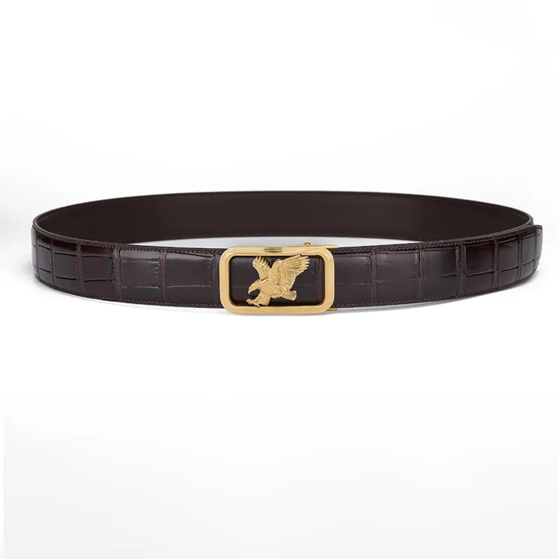 Jeccieziio Cow Top Grain Leather Belts Men's Gold, Silver Width 3.5CM-5