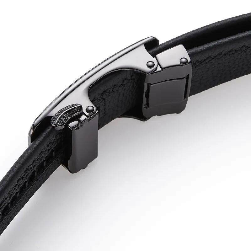 Jeccieziio Cow Leather Belts Men's Gunmetal, Gold, Silver Width 3.5cm-5