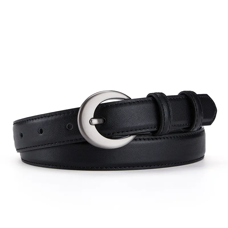 Jeccieziio Split Cow Leather Cow Split Leather Belts Women's Silver Width  2.5cm-2