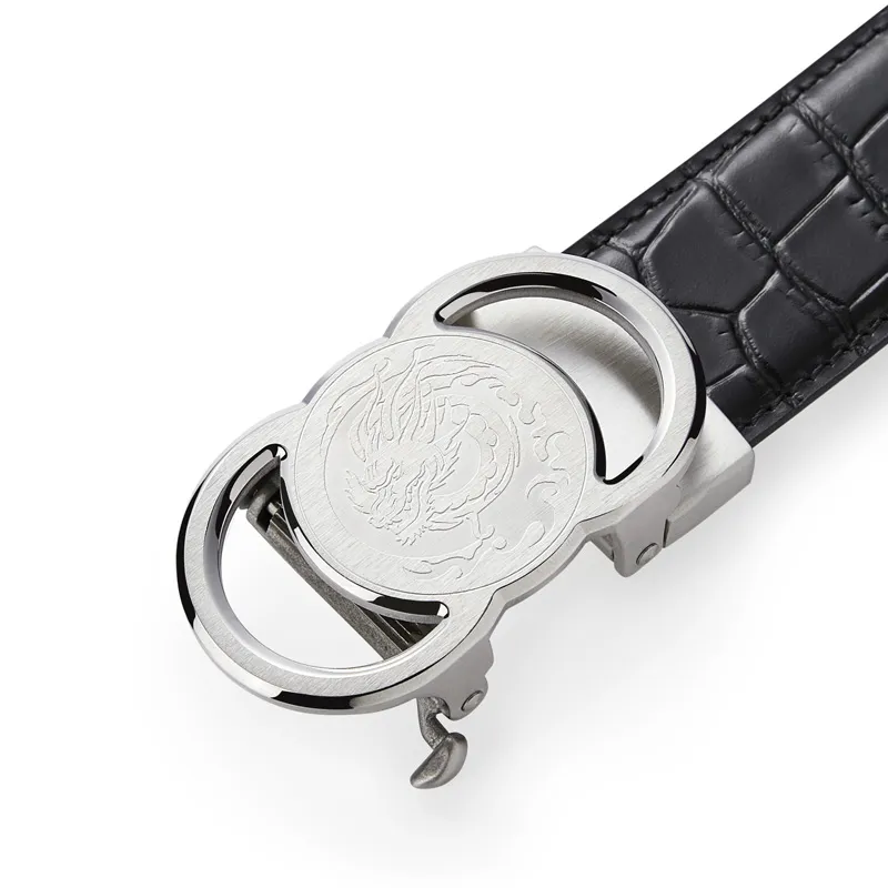 Jeccieziio Cow Microfiber Transferred Leather Automatic Buckle Belt Men's Width 3.5CM-2