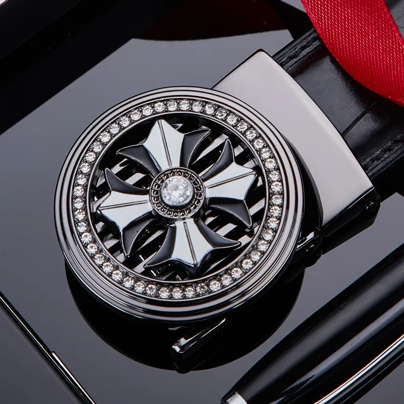 Jeccieziio Top Grain Cow Leather Belt Men's 3.5CM Greeting Card Writing Service, Photo Printing Included-2