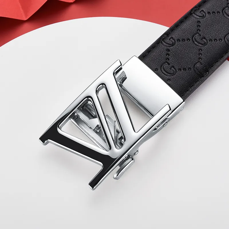 Jeccieziio Top Grain Cow Leather Belt Men's Gunmetal, Gold, Silver Width 3.5cm Gift Box Set-13