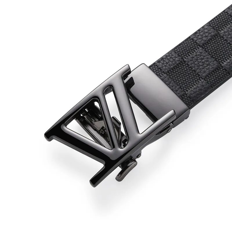 Jeccieziio Top Grain Cow Leather Belt Men's Gunmetal, Gold, Silver Width 3.5CM-2