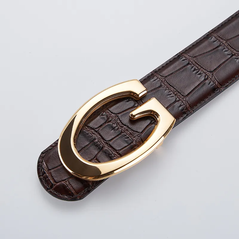 Jeccieziio Cow Leather Leather Belts Men's Black/Coffee Width: 3.8cm-7