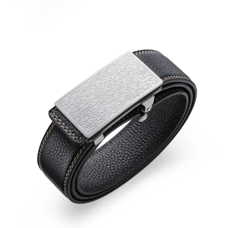 Jeccieziio Cow Leather Belts Men's Width 3.5cm-3