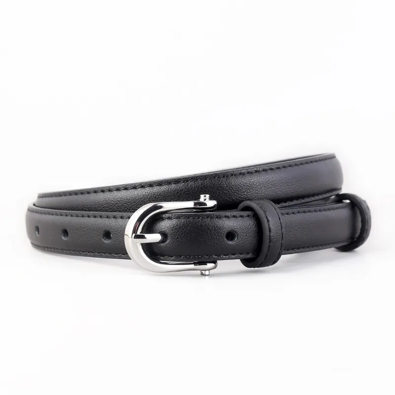 Jeccieziio Cow Leather Belts Women's Silver 2cm-7