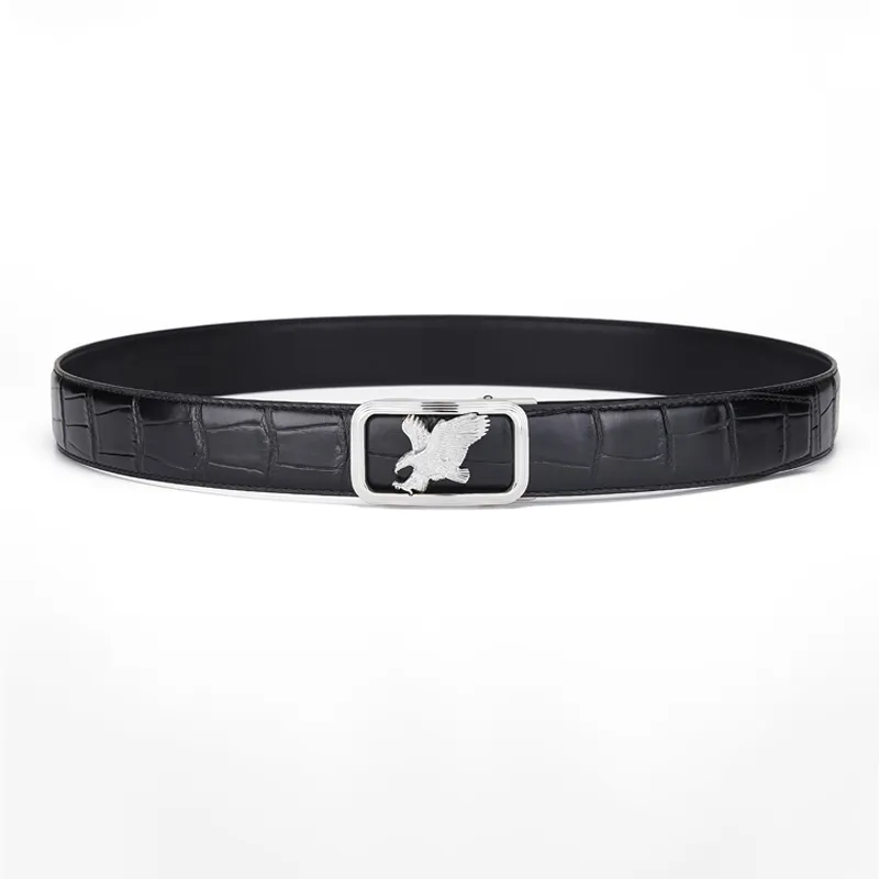 Jeccieziio Cow Top Grain Leather Belts Men's Gold, Silver Width 3.5CM-11
