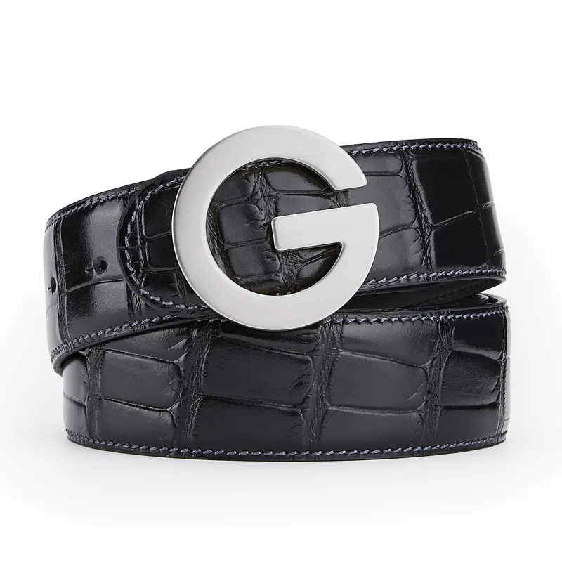 Jeccieziio Cow Leather Belts Men's Gold, Silver Width 3.5cm-10