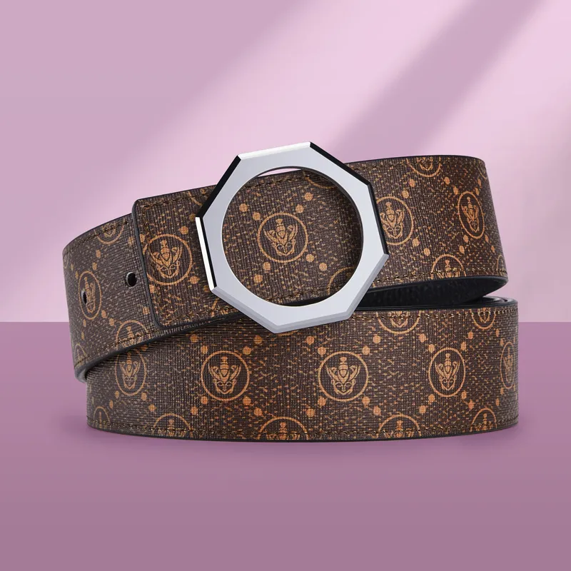 Jeccieziio Top Grain Cow Leather Smooth Buckle Belt Men's Width 3.8cm-13