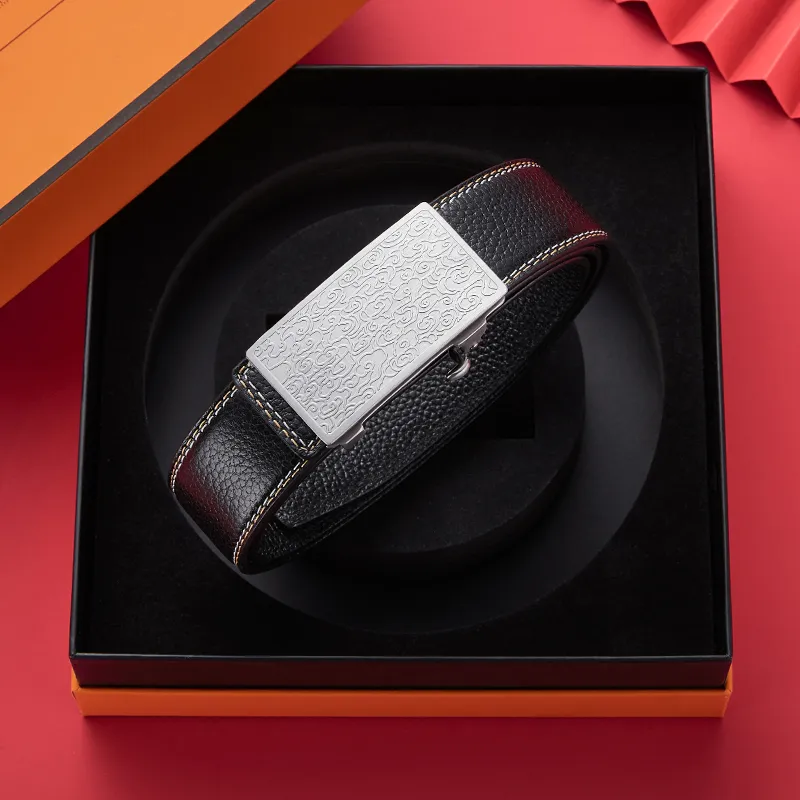 Jeccieziio Cow Leather Belts Men's Width 3.5cm-2