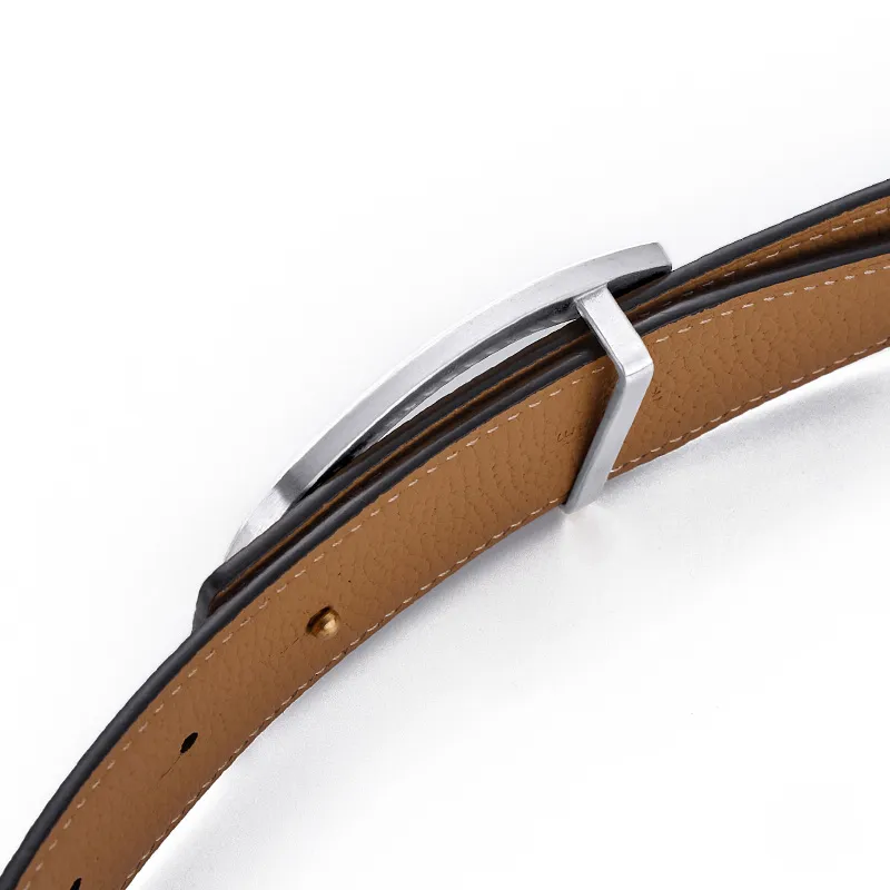 Jeccieziio Cow Leather Smooth Buckle Belt Men's Gunmetal, Gold, Silver Width 3.5CM-14