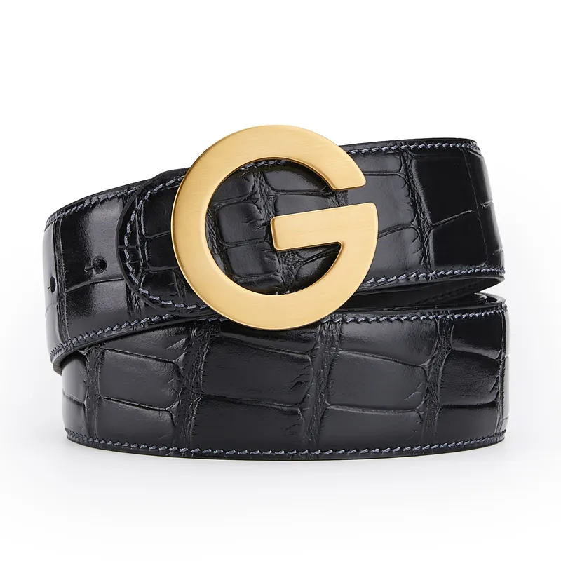 Jeccieziio Cow Leather Belts Men's Gold, Silver Width 3.5cm-3