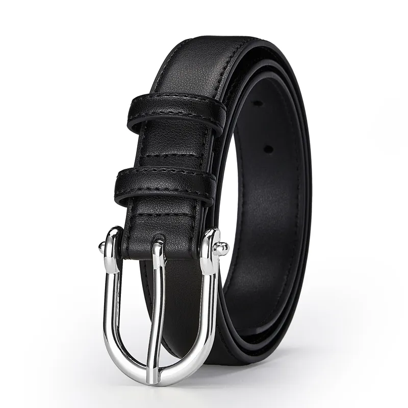 Jeccieziio Cow Leather Belts Women's Silver 2cm-4