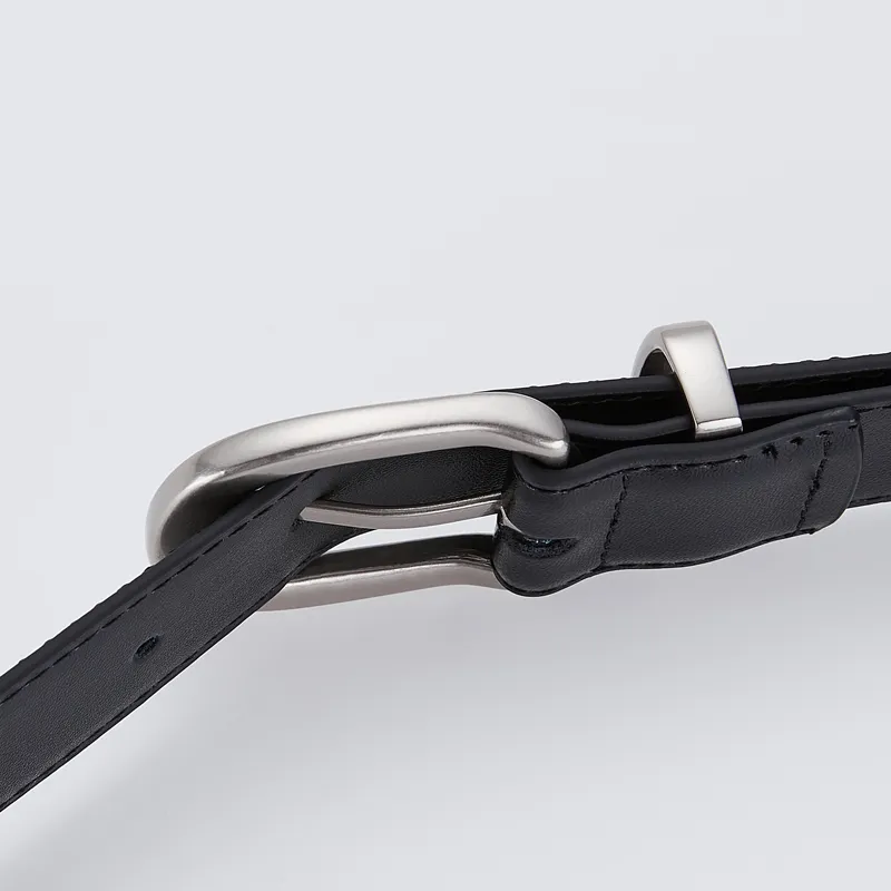 Jeccieziio Cow Leather Belts Unisex Silver Width  3CM-5
