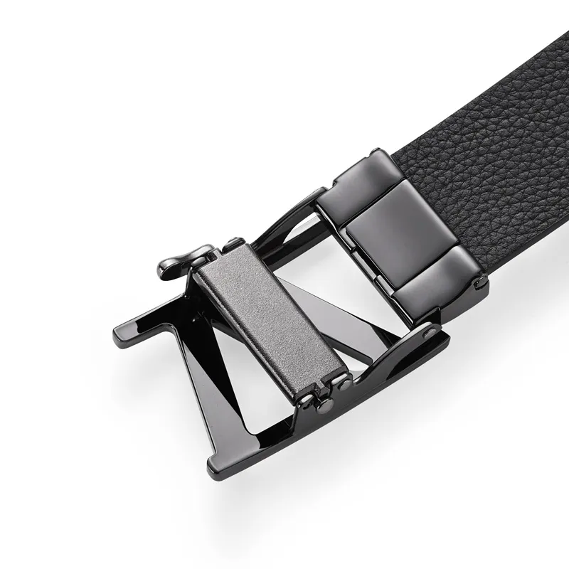 Jeccieziio Top Grain Cow Leather Belt Men's Gunmetal, Gold, Silver Width 3.5CM-4