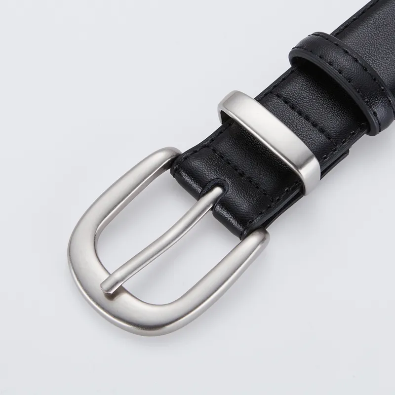 Jeccieziio Cow Leather Belts Unisex Silver Width  3CM-4