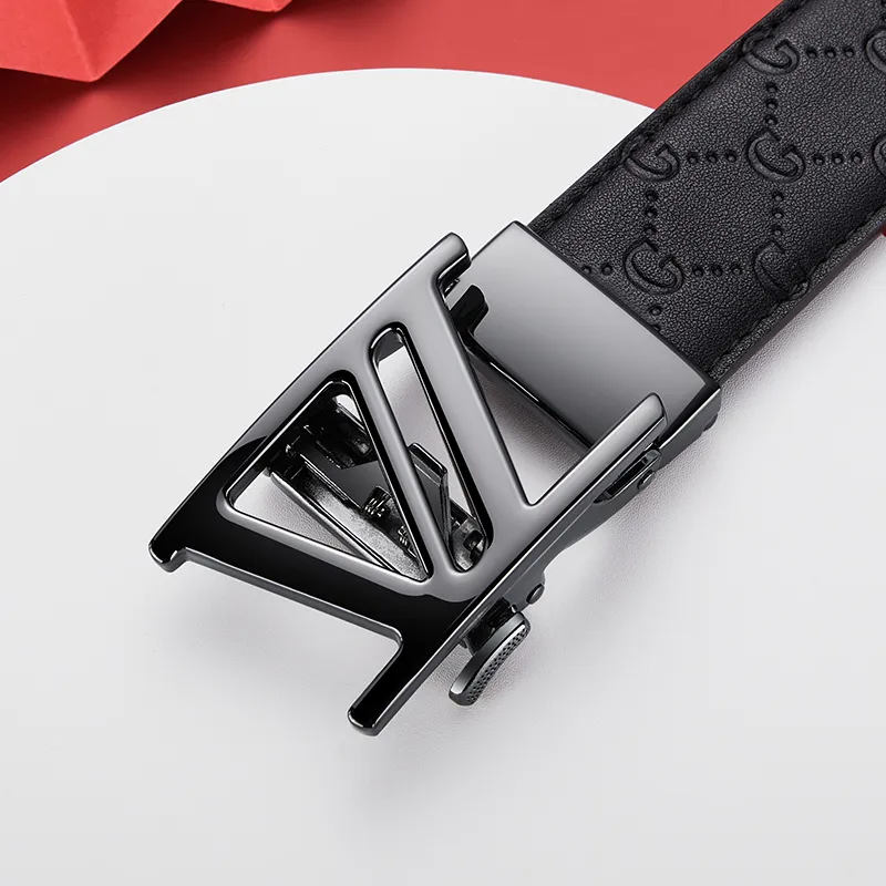 Jeccieziio Top Grain Cow Leather Belt Men's Gunmetal, Gold, Silver Width 3.5cm Gift Box Set-3