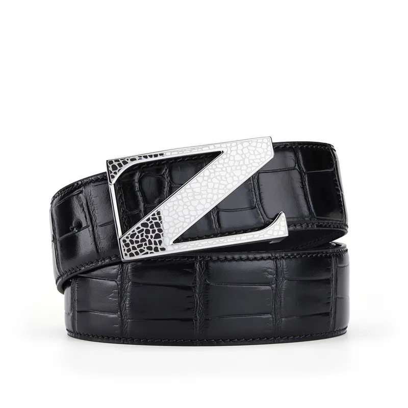 Jeccieziio Top Grain Cow Leather Belts Men's Width  3.8cm-8