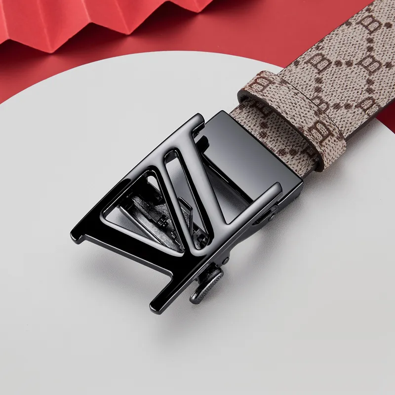 Jeccieziio Top Grain Cow Leather Belt Men's Gunmetal, Gold, Silver Width 3.5cm Gift Box Set-18