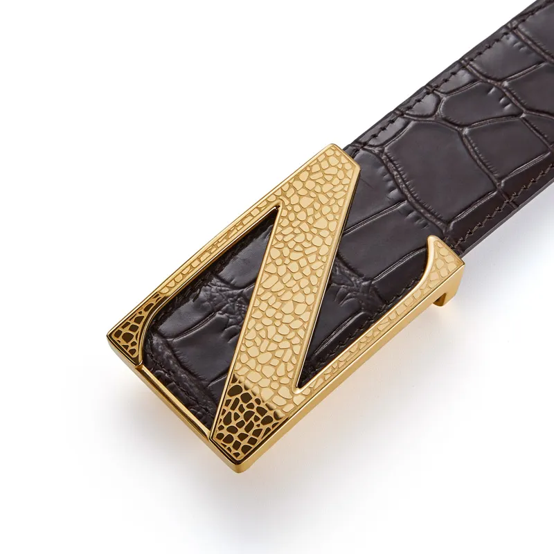 Jeccieziio Top Grain Cow Leather Belts Men's Width  3.8cm-4