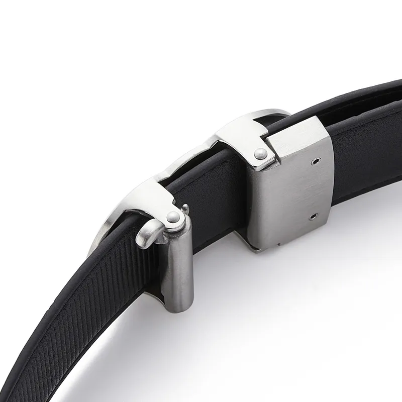 Jeccieziio Cow Microfiber Transferred Leather Automatic Buckle Belt Men's Width 3.5CM-4
