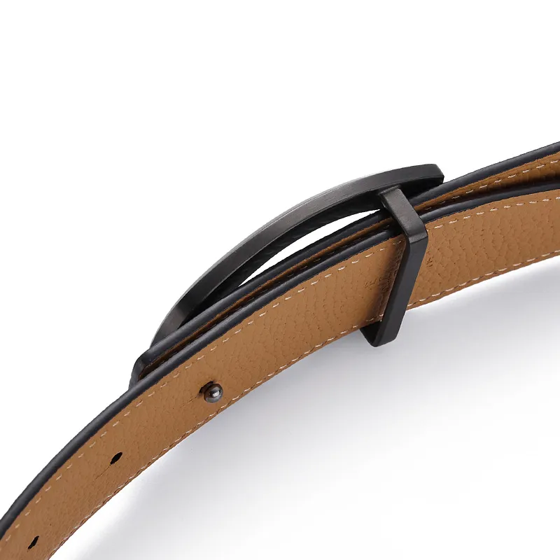 Jeccieziio Cow Leather Smooth Buckle Belt Men's Gunmetal, Gold, Silver Width 3.5CM-4