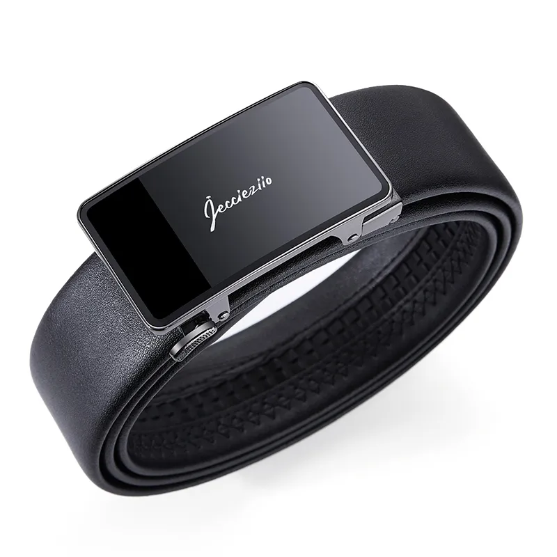 Jeccieziio Cow Leather Belts Men's Gunmetal Width 3.8cm, Writing A Greeting Card, Printing Photos-2