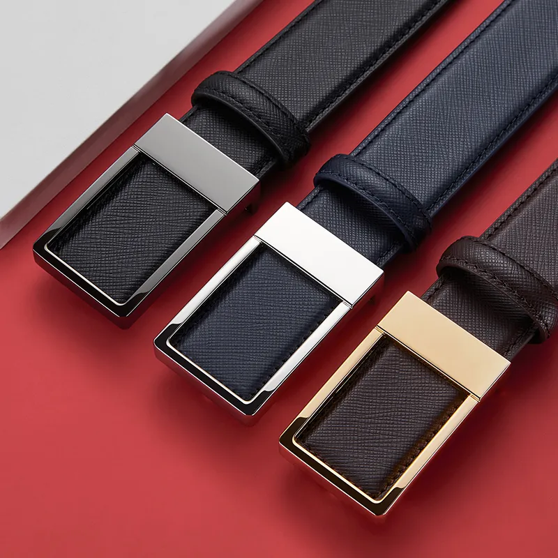 Jeccieziio Cow Leather Belts Men's Gunmetal Gold Silver Width 3.4cm Writing A Greeting Card Printing Photos-1