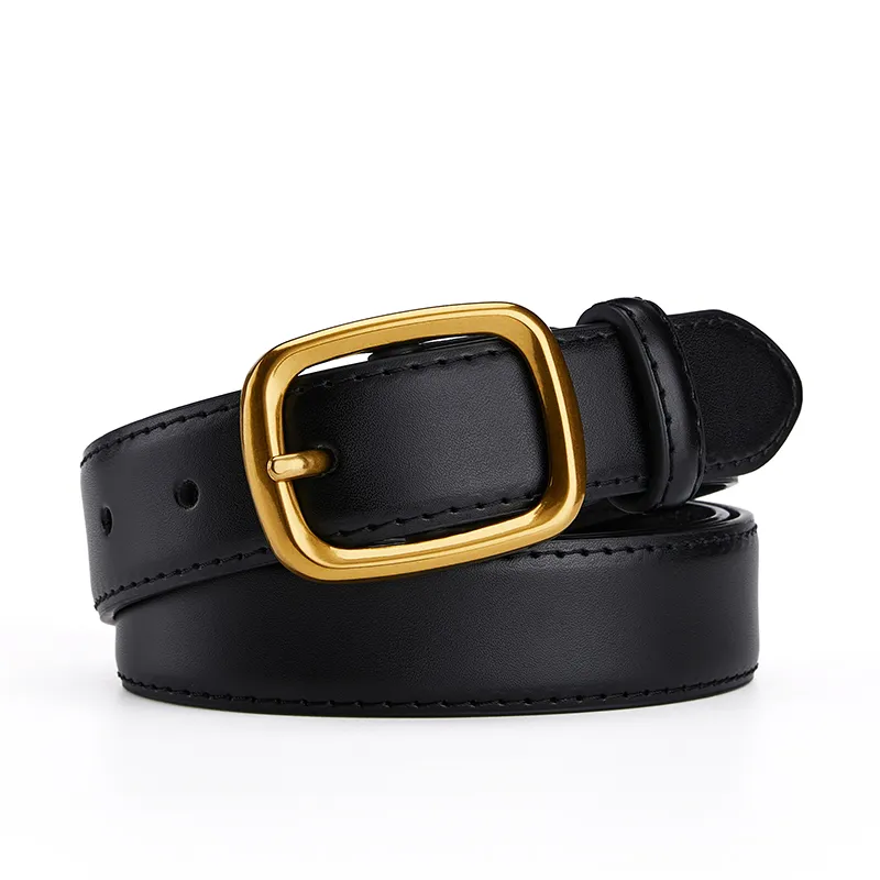 Jeccieziio Cow Split Leather Belts Women's Width 2.8CM-1