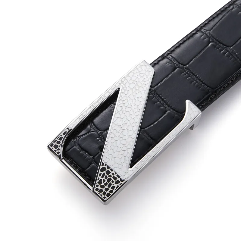 Jeccieziio Top Grain Cow Leather Belts Men's Width  3.8cm-9