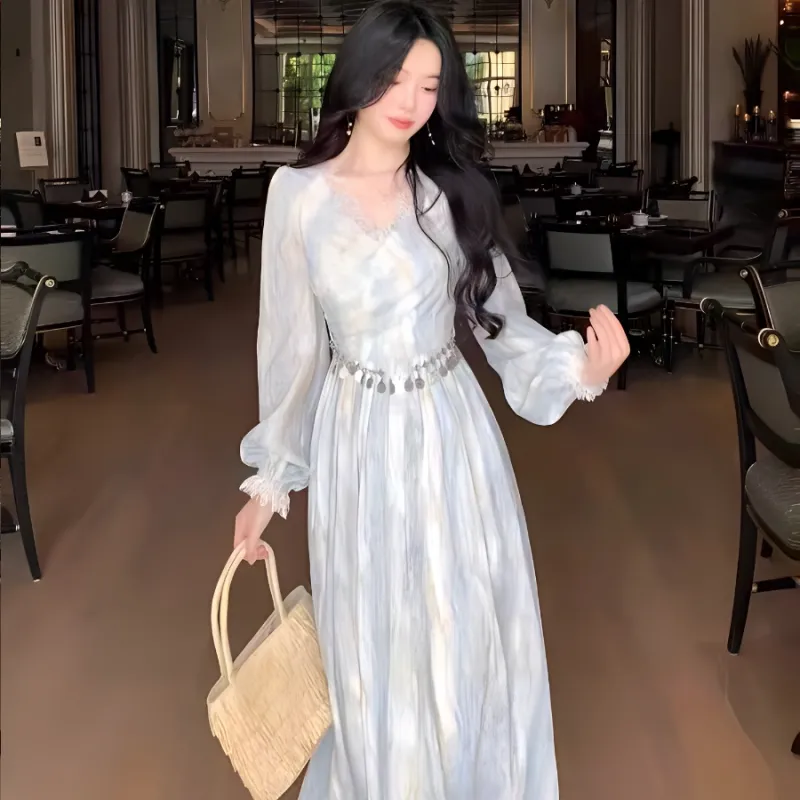 KKX Long Sleeved Dress Women's Aqua Blue-4