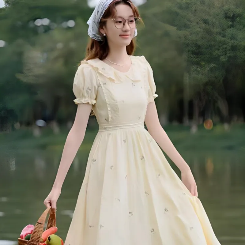 KKX Short Sleeved Dresses Women's Apricot-2