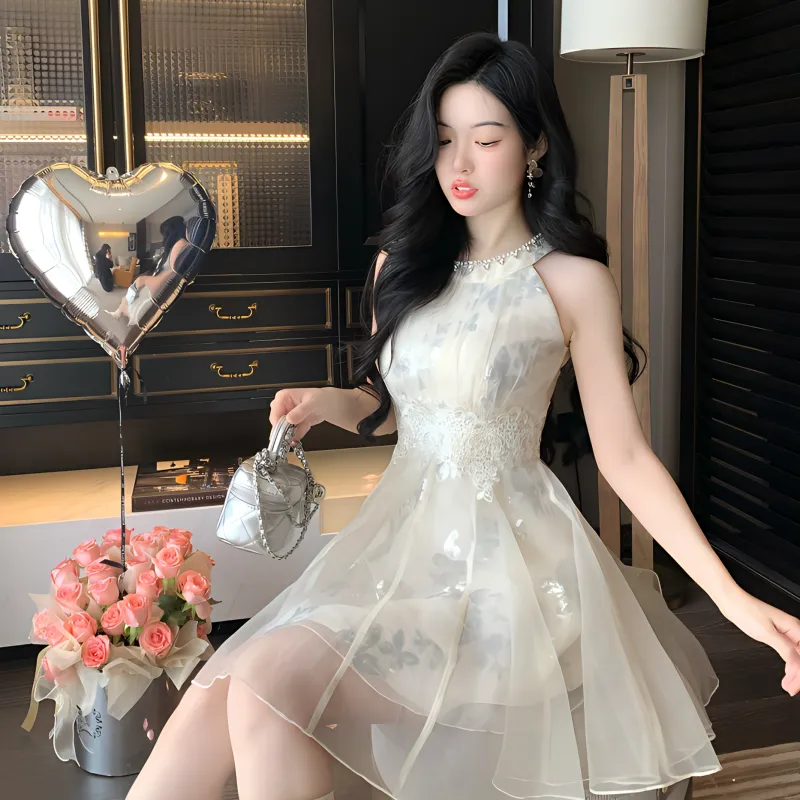 KKX Sleeveless Dresses Women's Butterfly Silver-3