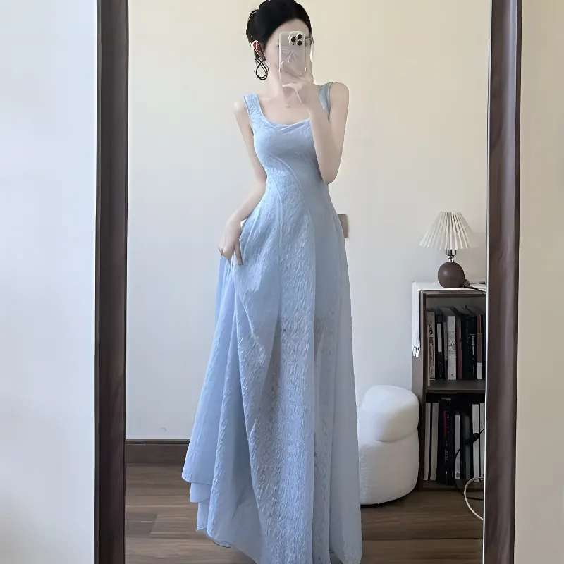 KKX Slip Dresses Women's Blue-4