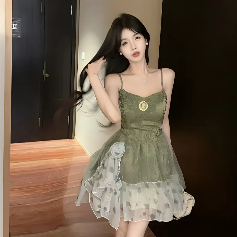 KKX Slip Dresses Women's Green-4